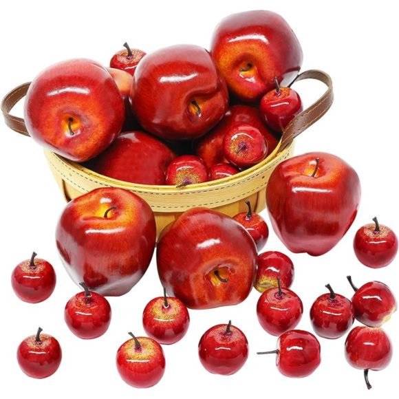 30pcs Artificial Apples Fake Fruits Red Apples Dark Red Apple Lifelike Decor - Picture 1 of 6